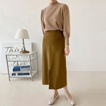 러블리감성 지연 트임 니트 롱 스커트 치마