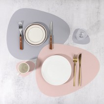 블리스홈 북유럽 귀여운 조약돌 실리콘 테이블 식탁 매트 + 컵받침포함, 1P, 멜란지블루
