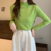 여성봄가디건 봄티 니트 여성용 다목적 슬리밍 베이스 니트 스타일 소프트 글루노스 하프 하이 칼라 스웨터