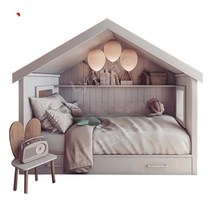 유아벙커침대 형제 어린이 원목 미끄럼틀 남매침대, 1800mm x 2000mm