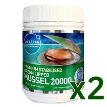라이프스팬 뉴질랜드 초록입홍합 20000 200분말캡슐 green lipped mussel 푸른입청홍합, 2개, 200캡슐