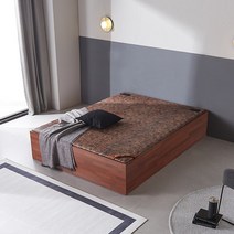 동서가구 힐튼 럭셔리 무헤드 스탠다드 황토숯 흙침대 퀸 Q DF642737, 멀바우브라운