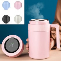 선호리빙 온도표시 이중스텐 차 분유 머그 보온 보냉 480ml 텀블러, 블랙_1p