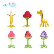 앙쥬 베스트 치발기 2종 (선택) + 케이스 2p + 집게홀더 2p 세트, 기린+3D딸기