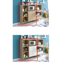 다이닝룸 홈카페 낮은 밥솥렌지대 수납장 튼튼 오븐대, 색상_오크, 상세페이지 참조