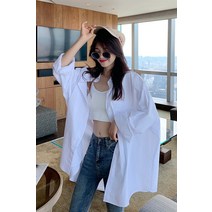 셔츠자켓 반팔티 오버핏 린넨 흰색 7부 흰색남방 흰남방 흰색블라우스 캐주얼 빅사이즈 반팔 루즈핏