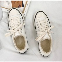 여성 겨울 운동화 중 고등 학생 키높이 털 퍼 굽높은 캔버스 단화 기모 스니커즈 방한화