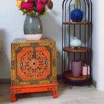 화려한 자개 수납장 침대 옆 협탁 조명 테이블, B