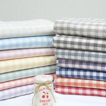 가림막 커튼 앞치마 테이블보 식탁보 배경천 원단 30수 워싱 멜란체크 14종 E, 연브라운