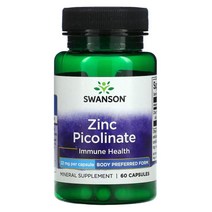 스완슨 아연 징크 피콜리네이트 22mg 60캡슐, 1개, 기본, 60정