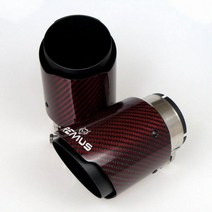범용 차량 배기 파이프 머플러 탄소 섬유 배기팁 악세사리 광택 레드 스테인리스, 54MM IN- 76MM OUT