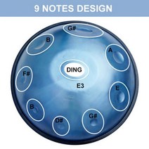 핸드팬 Handpan 명상도구 1 노트 아이스 에이지 멀티 체중계 블루 44432Hz 스틸 핸드 프로 드럼 소프트 백 및 선물 세트 포함, 9 노트 440hz
