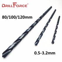 hss 티타늄 코발트 센터 펀치 Drillforce 도구 0.5mm-3.2mm HSS M2 검은 산화물 80/100/120mm 긴 트위스트 드릴 비트 금속 가공 합금강 및 주철, [13] 1x100mm 20pc