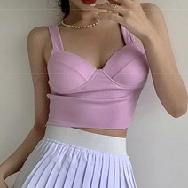 라이블리 브라 탑 /심플 뷔스티에 크롭 캡 나시 이너