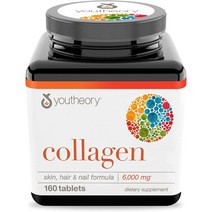 Youtheory 유씨어리 콜라겐 6000mg 비타민C collagen 160정