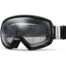 스노보드 스포츠 고글[OUTDOORMASTER] 스키 고글 양층 렌즈 UV100% 컷 안경 대응 흐림 방지 180°광시야 스, 05 블랙 프레임・투명 렌즈(VLT99%)