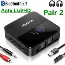 2023 신제품 LL HD 블루투스 5.0 오디오 송신기 수신기 RCA 3.5mm AUX Spdif CSR8675 스테레오 무선 어댑, 01 Black_01 블루투스 v5.0