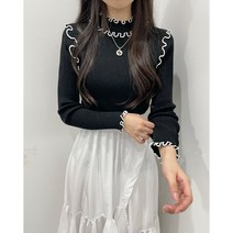 소프트 폴라 프릴 골지 티셔츠 스판 슬림핏 여성 봄 가을 데일리 편한 이너 니트 3칼라