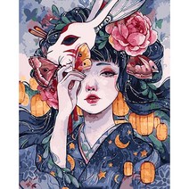 Anyou 명화그리기세트 DIY 캔버스페인팅 액자 포함 40x50cm, 럭키걸