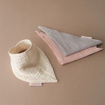 [무무앤두두]유아 거즈 스카프빕 3종 세트, 아이보리+핑크+그레이