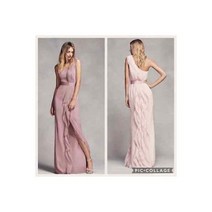 new 베라왕 Vera Wang Iris chiffon ruffle maxi one shoulder bridesmaid bridal dress sz 6 126166
