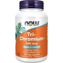 NOW Supplements Tri-Chromium 500 mcg with Cinnamon Insulin Co-Factor* 180 Veg Capsules null, 1, 기타