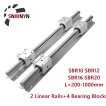 SBR10/12/16/20 선형 가이드 레일 길이 200 300 500 1500mm 2 개 선형 레일 + 4 SBR12UU/SBR16UU CNC 3D 부, 07 800mm_04 SBR20