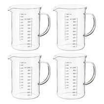 이케아 바르다겐 눈금 계량컵 1L 과학실 주방 비커 투명 라면 소분 베이킹, 4개