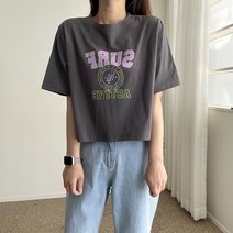 에이치스 고밀도 코튼 컬러프린팅 루즈핏 세미크롭 반팔티