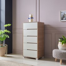 [1만원★즉시할인]장인가구 뉴 하임 600 5단 서랍장, 화이트그레이