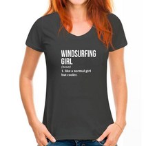 서핑 바디 보드 신제품 Windsurfing Girl 라운드넥 반팔 티셔츠 여성용 재미 있는 윈드서핑 보드 코튼 상, 11 Women grey_09 4XL