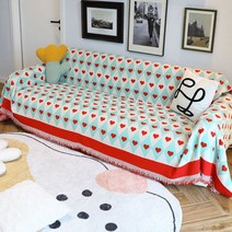 쇼파천갈이 간편한 분리형 안티 고양이 스크래치 타월 천 모든 항목을 포함하는 유니버설 쿠션 2022 새로운 전체 겨울 담요, 사랑 마름모 - 밝은 녹색, 180 500