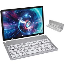Run 기술 휴대용 무선 블루투스 키보드 접이식, 은백색