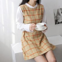NewCare 여성 하객 원피스 베이직 배색 미디원피스 체크원피스