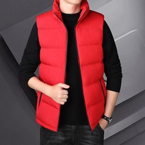 ZZJJC 남성 하이넥 민소매 기모 캐주얼 패딩 베스트