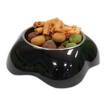 플라워 모양 스텐 고양이 밥그릇 블랙 급식기사료그릇