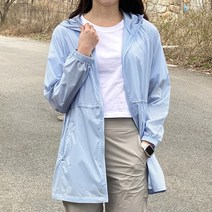 [이지바이] 캔디팝 여성 빅사이즈 초경량 힙커버 바람막이 후드 롱 자켓