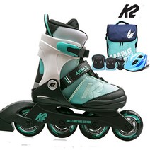 K2 정품 아동용 인라인스케이트 2023 안나주니어 민트+가방+보호대+헬멧세트, 가방+보호대+헬멧-블랙세트