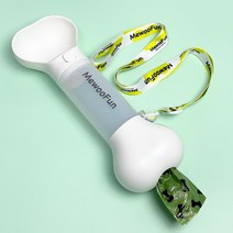 미우펀 강아지 휴대용 산책 물병 2in1 배변봉투 디스펜서, 화이트