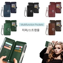 갤럭시버디 케이스 A226 가죽 알파비 (크다일) 카드 지갑 지퍼 팔목 손목줄 포함 스트랩 고리 커버