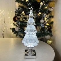 투명 크리스탈 트리 오르골 스토우볼 크리스마스 워터볼 연말선물 LED 무드등 차박 캠핑 램프 크리스마스선물, 화이트