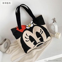 빅사이즈 귀여운 미키 마우스 대용량 캔버스 숄더백 독특한 에코백