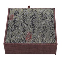 빈티지 다기 그릇장 엔틱 다구 찬장 중국 스타일 고급 상자 레트로 레드 린넨 서예 보석 펜던트 팔찌 술 목, 02 Light green