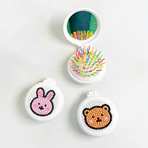 귀여운 보석 십자수 빗 거울 제작 펜 접착제 5종 세트 집에서하는 취미 도구 소형 도안 부자재 코끼리 곰돌이 토끼 미니 재료 키트 동물 DIY
