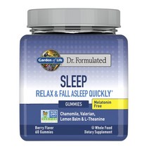 면역력 강화제 가든오브라이프 (Garden Of Life) 수면 멜라토닌 프리 Sleep Melatonin-Free 60Gummies, 60개입x한 병
