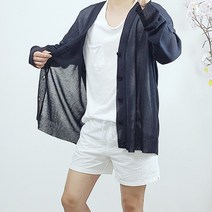 반즈하우스 남자 여자 공용 린넨 루즈핏 그물 여름 세미 롱 가디건