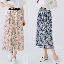 [미라보특가상품] 여성 예쁜 꽃무늬 허리밴딩 속치마 내장 스커트