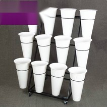 꽃집진열대 선반 철제 거치대 다이 받침대 베란다, 1단 4개 3단[백통 12개 포함]검은색 선반