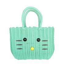 뷰레이터닷컴 고양이 빨대 목욕가방 물빠지는 목욕바구니, 민트, 중형