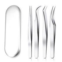 속눈썹 연장 핀셋 4종 세트 속눈썹연장재료 트위져, 정밀 핀셋 4종세트